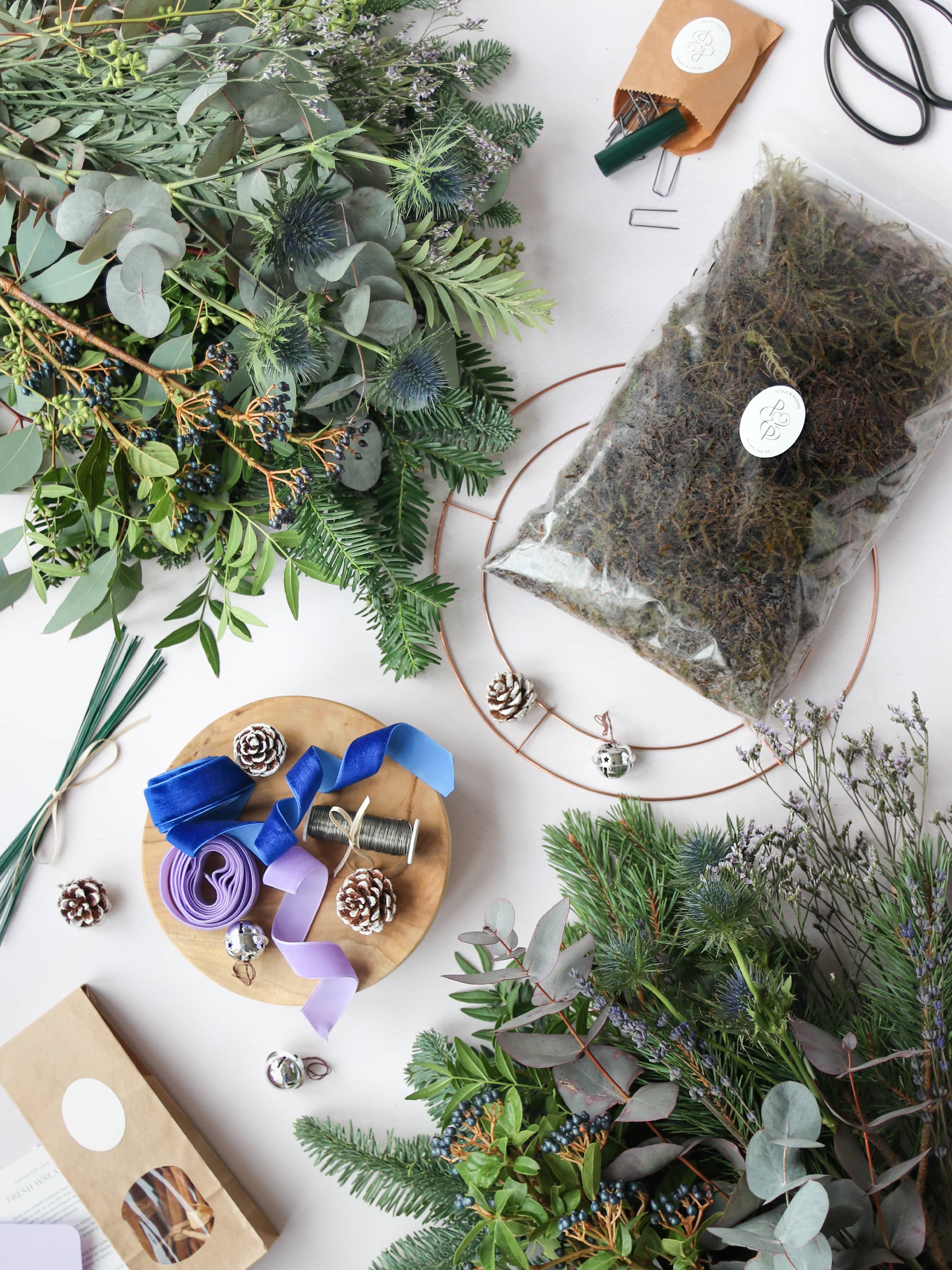 DIY 12" Christmas Wreath Making Kit - 'Blue Christmas'