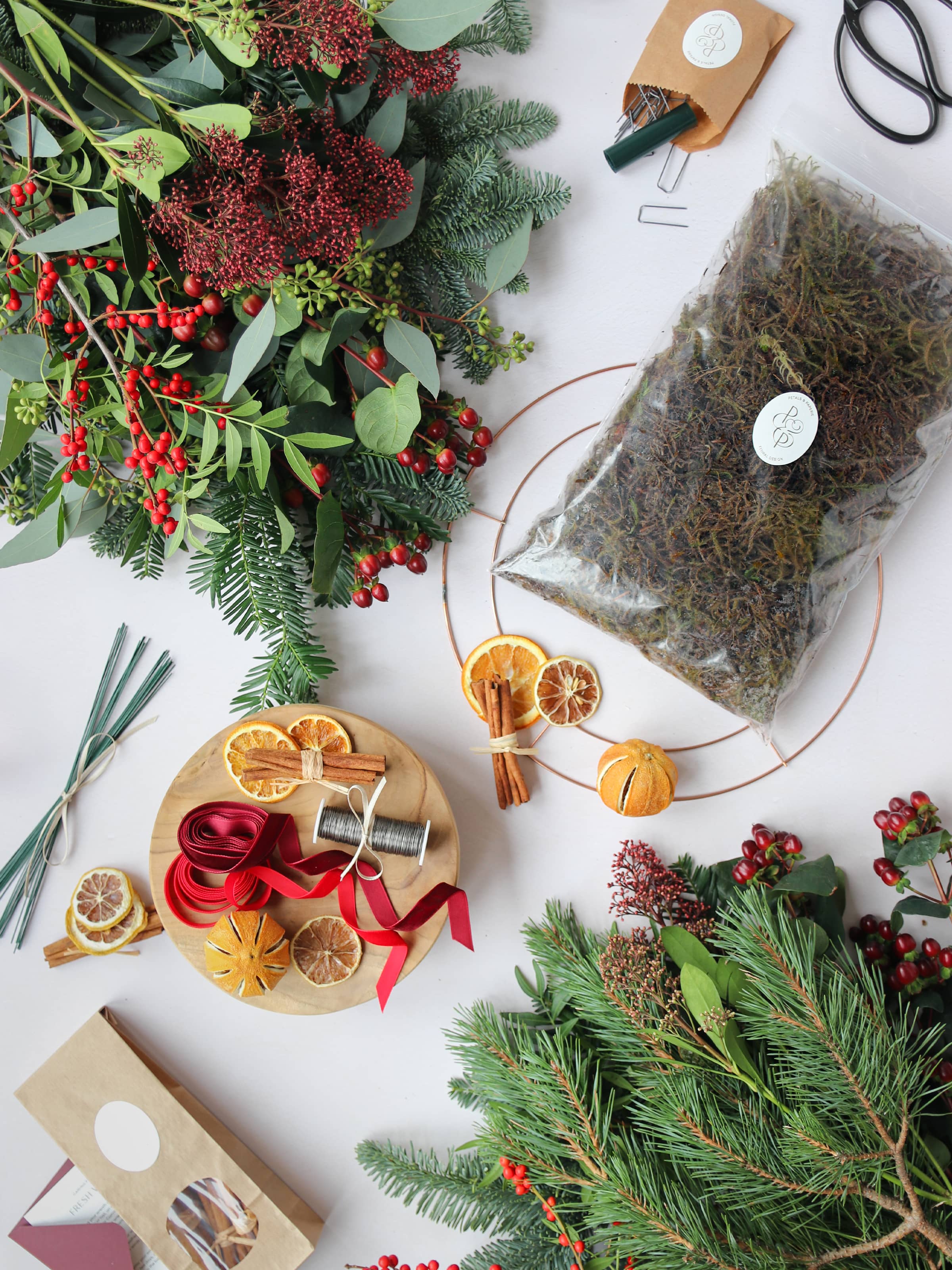 DIY 12" Christmas Wreath Making Kit -  'Clementine Kisses'