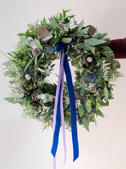 The 'Blue Christmas' - Luxury Fresh Christmas Door Wreath